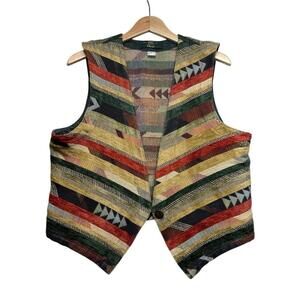 Orvis‎ tapestry 90's Colorful Geometric Pattern Vest size M